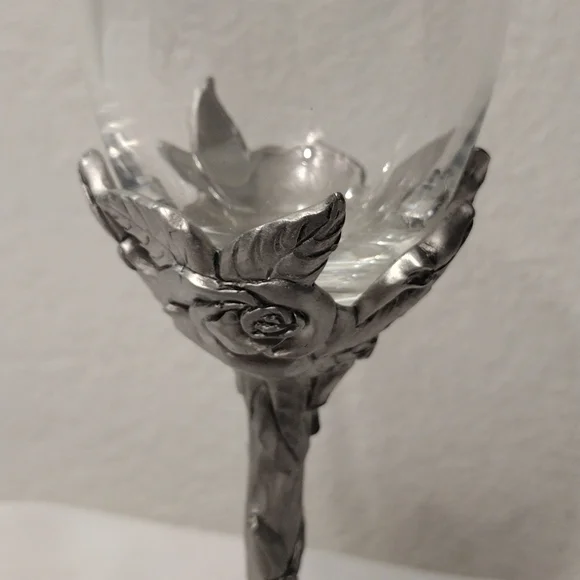 pewter flower crystal glass - Picture 6 of 10